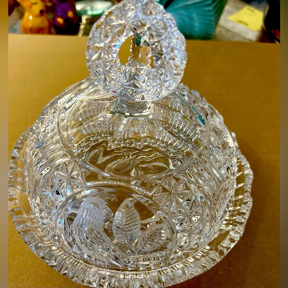 Elegant Crystal Butter or cheese dish.